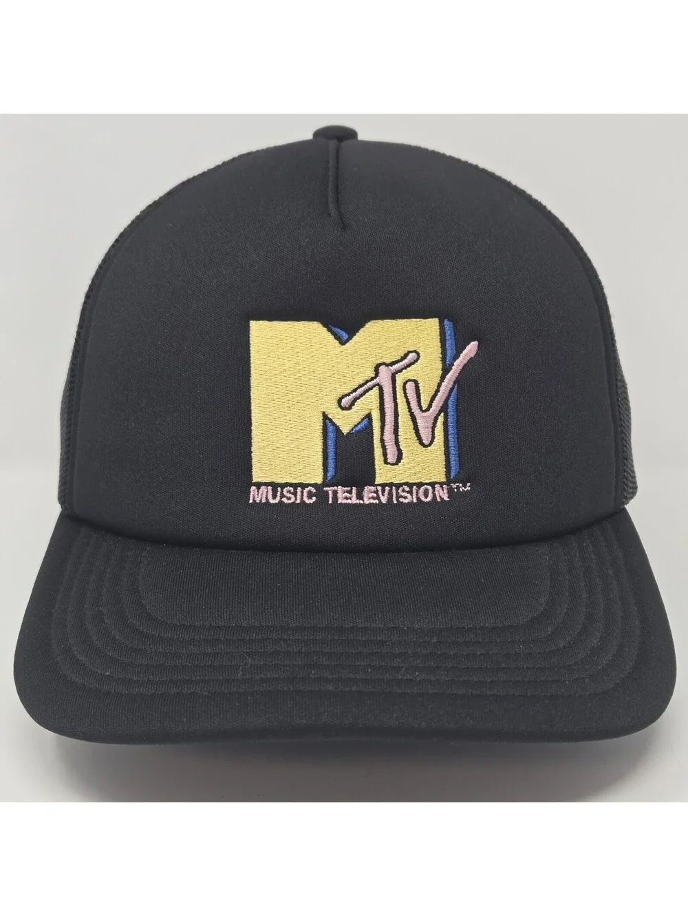 MTV Music Television American Eagle Trucker Hat Cap Black Mesh Snapback